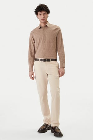 Guess Uzun Kollu Cepli Jakarlı Erkek Bej Gömlek M6GH18W1713-FMAZ