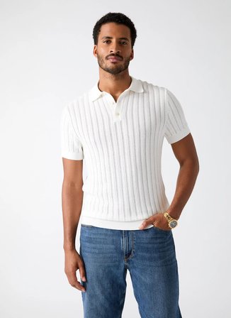 Guess Beyaz Erkek Regular Fit Örgü Polo T-Shirt M6GR05Z0558-G018 Beyaz Polo T-Shirt