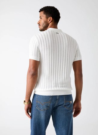 Guess Beyaz Erkek Regular Fit Örgü Polo T-Shirt M6GR05Z0558-G018 Beyaz Polo T-Shirt
