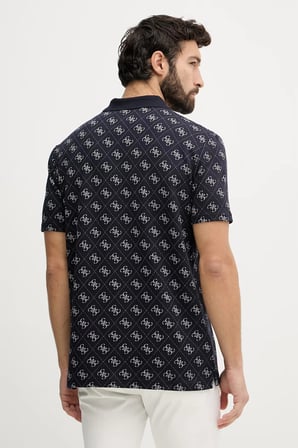 Guess Kısa Kollu Tamamı 4G Jakarlı Polo Yakalı Erkek Lacivert Polo T-shirt M6GP04K3073-FBDB