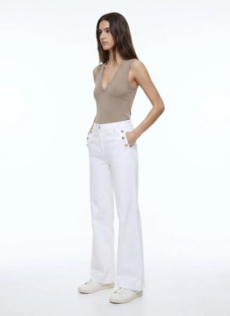 Beyaz Kadın Lyocell Karışımlı Pantolon W6GA0PW2440-G011