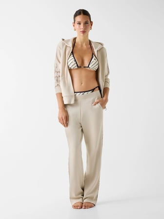 Guess GuessxNS Fermuarlı Kapüşonlu Kadın Krem Eşofman Üstü W6GQ03K2656-A115
