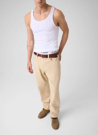 Guess Jeans Bej Erkek Chino Pantolon M6YAB3W2742-G1K9 Jeans Relaxed Pant