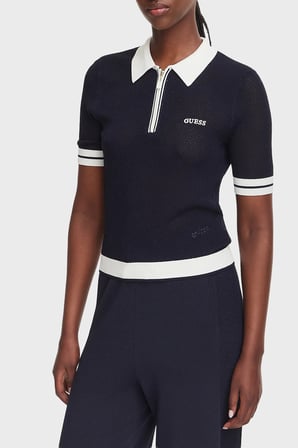 Guess Gabry Logolu Slim Fit Yarım Fermuarlı Kısa Kollu Polo V6GR04Z0725 Kadın POLO V6GR04 Z0725 A71W LACİVERT