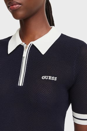 Guess Gabry Logolu Slim Fit Yarım Fermuarlı Kısa Kollu Polo V6GR04Z0725 Kadın POLO V6GR04 Z0725 A71W LACİVERT