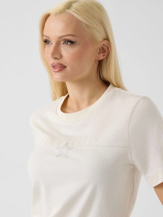 Guess Agena Kısa Kollu Kadın Beyaz T-shirt V6YI05K4272-G1O6