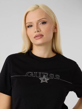 Guess Agena Kısa Kollu Kadın Siyah T-shirt V6YI05K4272-JBLK