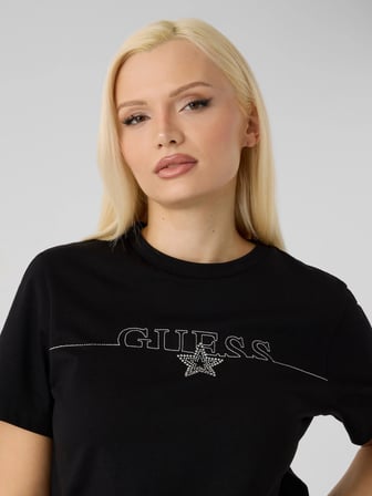 Guess Agena Kısa Kollu Kadın Siyah T-shirt V6YI05K4272-JBLK