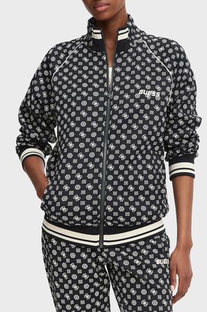 Guess Aggie Scuba Regular Fit Logo Baskılı Dik Yaka Sweat V5YQ03KB212 Kadın SWEAT V5YQ03 KB212 PMQW SİYAH