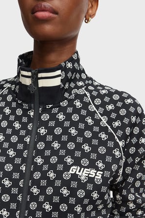 Guess Aggie Scuba Regular Fit Logo Baskılı Dik Yaka Sweat V5YQ03KB212 Kadın SWEAT V5YQ03 KB212 PMQW SİYAH