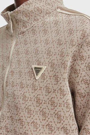 Guess 4G Allover Jacquard Sweat V6YQ28K5183 Kadın SWEAT V6YQ28 K5183 FNNH BEJ
