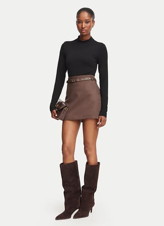 Guess Kahverengi Kadın Regular Fit Mini Etek W6YD06W2890-F1GQ