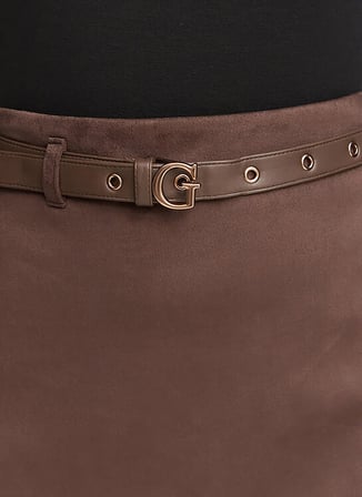 Guess Kahverengi Kadın Regular Fit Mini Etek W6YD06W2890-F1GQ
