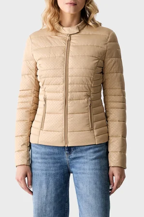 Guess New Vona  Regular Fit Dik Yaka Şişme Mont W6YL16W2891 Kadın MONT W6YL16 W2891 C1C2 BEJ