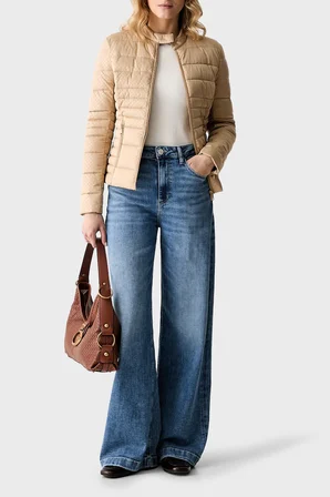 Guess New Vona  Regular Fit Dik Yaka Şişme Mont W6YL16W2891 Kadın MONT W6YL16 W2891 C1C2 BEJ
