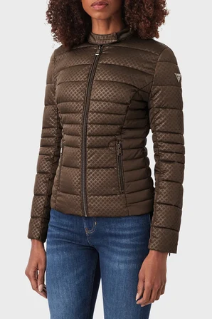 Guess New Vona Regular Fit Dik Yaka Şişme Mont W6YL16W2891 Kadın MONT W6YL16 W2891 G1CU KAHVE