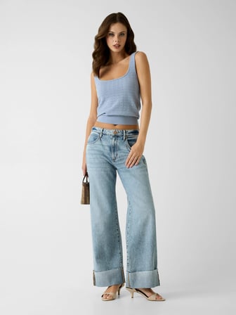 Guess Kolsuz Nina Triko Kadın Mavi Bluz W6YR15Z0956-A70Q