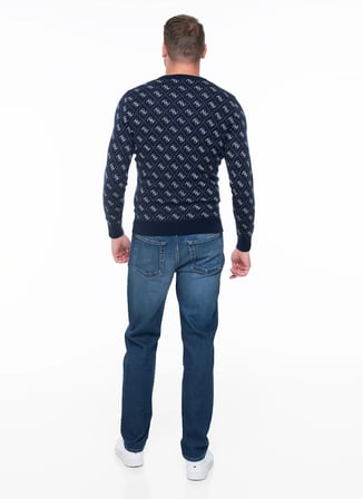 Guess Lacivert Erkek Desenli Kazak M6YR11Z0916-FBHN Martin Kazak