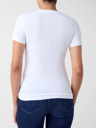 Guess Yeni Kısa Kollu Bisiklet Yaka Original Taş İşlemeli Kadın Beyaz T-shirt W6YI54K4870-G011