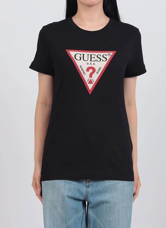 Guess Siyah Kadın Bisiklet Yaka Slim Fit T-Shirt W6YI54K4870-JBLK