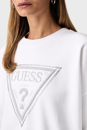 Guess Cn Triangle Glitter Sweat W6YQ14K4352 Kadın SWEAT W6YQ14 K4352 G011 BEYAZ