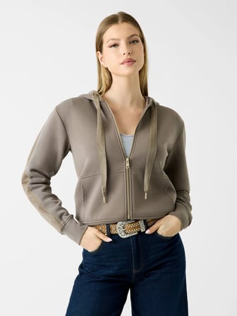 Guess Yeni Kapüşonlu Scuba Kadın Gri Eşofman Üstü W6YQ16K4354-A11Q