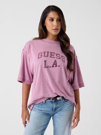 Guess Burnout Kadın Oversize T-Shirt W6YI20K4335