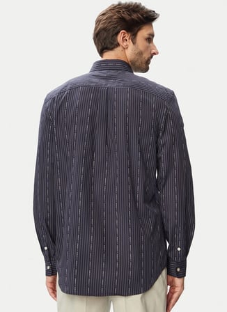 Guess Lacivert Erkek Regular Fit Çizgili Gömlek M6RH71WK001-SM3G Fil Regular Gömlek