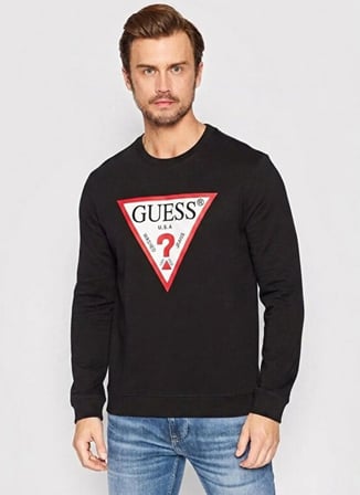 Guess Siyah Erkek Sweatshirt M6YQ32K4893-JBLK Red Sweatshirt