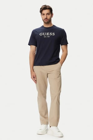 Guess Bisiklet Yaka Kısa Kollu Guess Logolu Nakışlı Erkek Lacivert T-shirt M6YI41K4227-G7V2