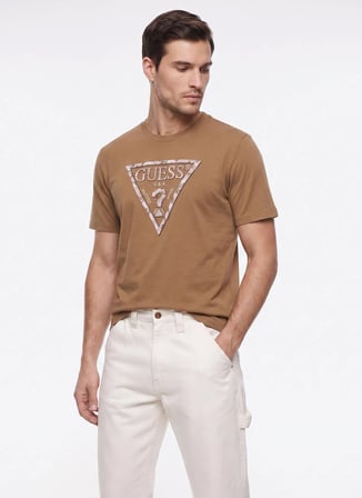 Guess Kahverengi Erkek T-Shirt M6YI47K4233-G1N9 Leave T-Shirt