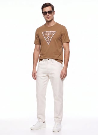 Guess Kahverengi Erkek T-Shirt M6YI47K4233-G1N9 Leave T-Shirt