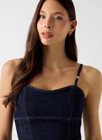 Guess Lacivert Kadın Denim Büstiyer W6YH15D1351-TCDL