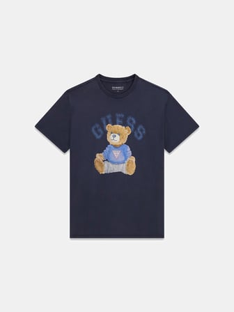 Guess Kısa Kollu Basic Guess Ayıcıklı Erkek Mavi T-shirt M6YI75K5409-F73J