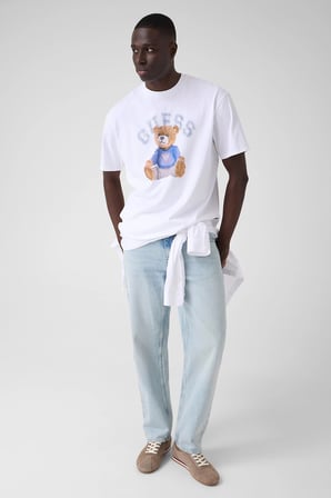 Guess Kısa Kollu Basic Guess Ayıcıklı Erkek Beyaz T-shirt M6YI75K5409-G011