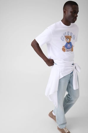 Guess Kısa Kollu Basic Guess Ayıcıklı Erkek Beyaz T-shirt M6YI75K5409-G011