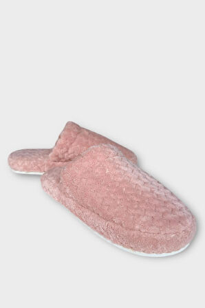 Kadın Zikzak Desen İçi Kürklü Kaymaz Taban Ev Terliği PEMBE