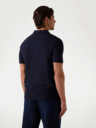 Guess Erkek Lacivert Yıkamalı Polo Tişört