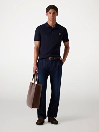 Guess Erkek Lacivert Yıkamalı Polo Tişört