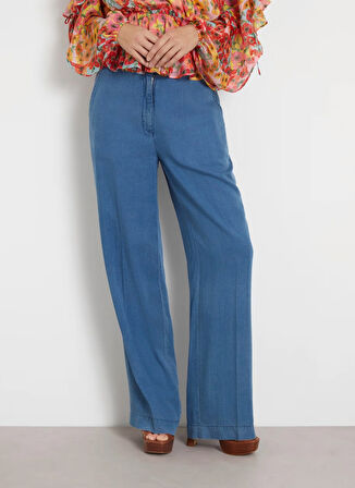 Guess Normal Bel Normal Paça Loose Fit Mavi Kadın Denim Pantolon W4GA0ND5CD2-S0RT