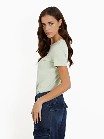 Kadın Üçgen Logolu T-shirt-Yeşil | L