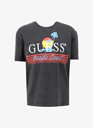 Guess Bisiklet Yaka Baskılı Gri Erkek T-Shirt M4GI41KBZV1F9A0_SS BSC PACIFIC COAS