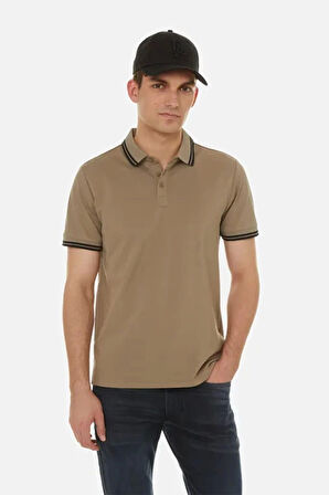 Guess Erkek Bej Pique Polo Yaka  T-Shirt
