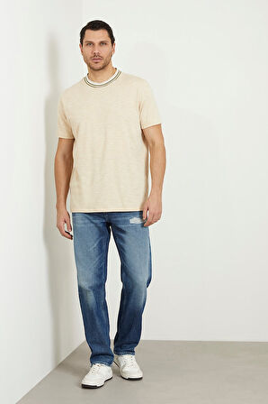 Erkek Guess SS Yan Logolu T-Shirt - Bej  | S