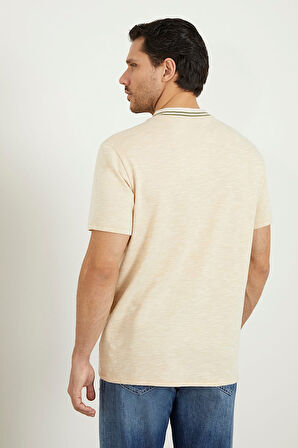 Erkek Guess SS Yan Logolu T-Shirt - Bej  | S