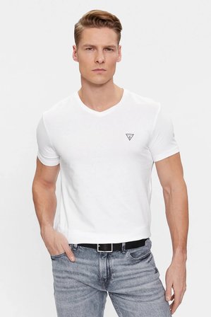 Guess Caleb Hero V Yaka Kısa Kollu Erkek Beyaz Atlet U97G03KCD31-A009