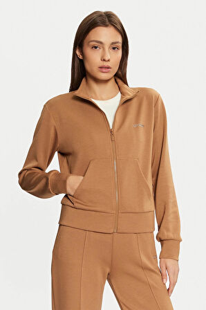 Kadın Gelsey Full Zip Logolu Sweatshirt - Camel | L