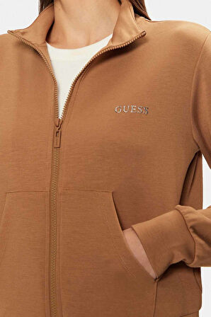 Kadın Gelsey Full Zip Logolu Sweatshirt - Camel | L