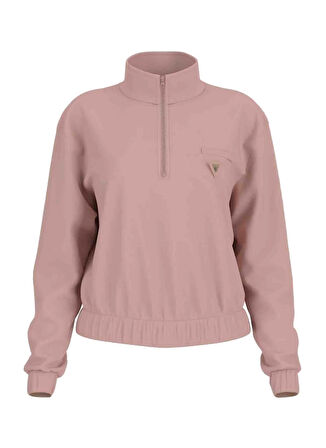 Guess V5RQ10KCAY2G6M1 OLYMPE HALF ZIP Pembe Fermuarlı Yaka Standart Desenli Kadın Sweatshırt