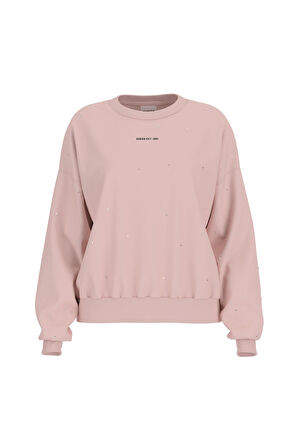 Kadın Rhinestones CN Sweatshirt- Pembe | S